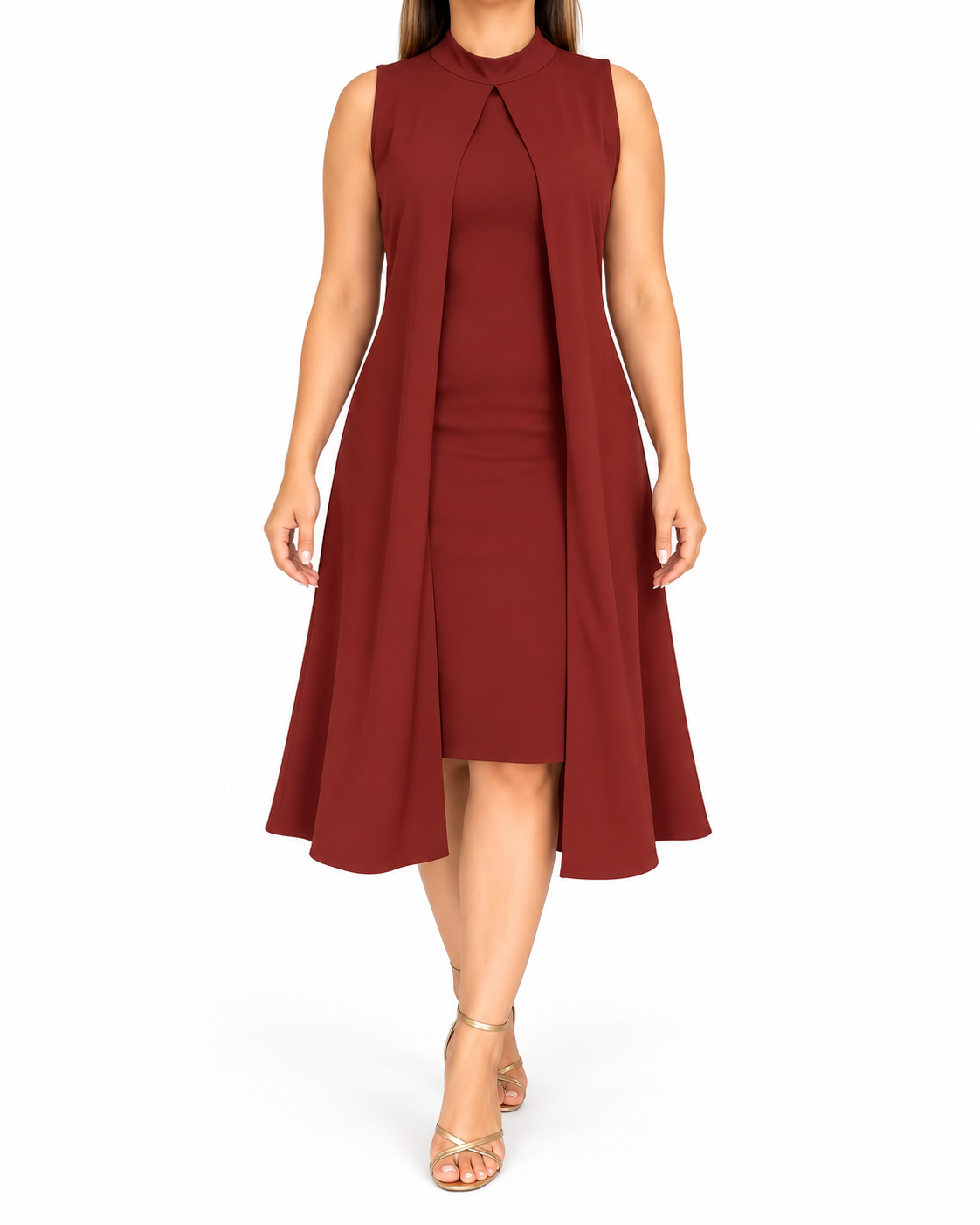 Vestido Midi Elegance com Sobreposição